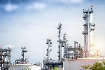Oil and gas refinery plant against blue sky , petrochemical plant , Petroleum , Chemical Industry