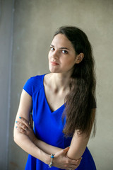 portrait of young woman with long hair