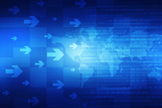 Digital world map , Globalization, Hi tech and synchronization