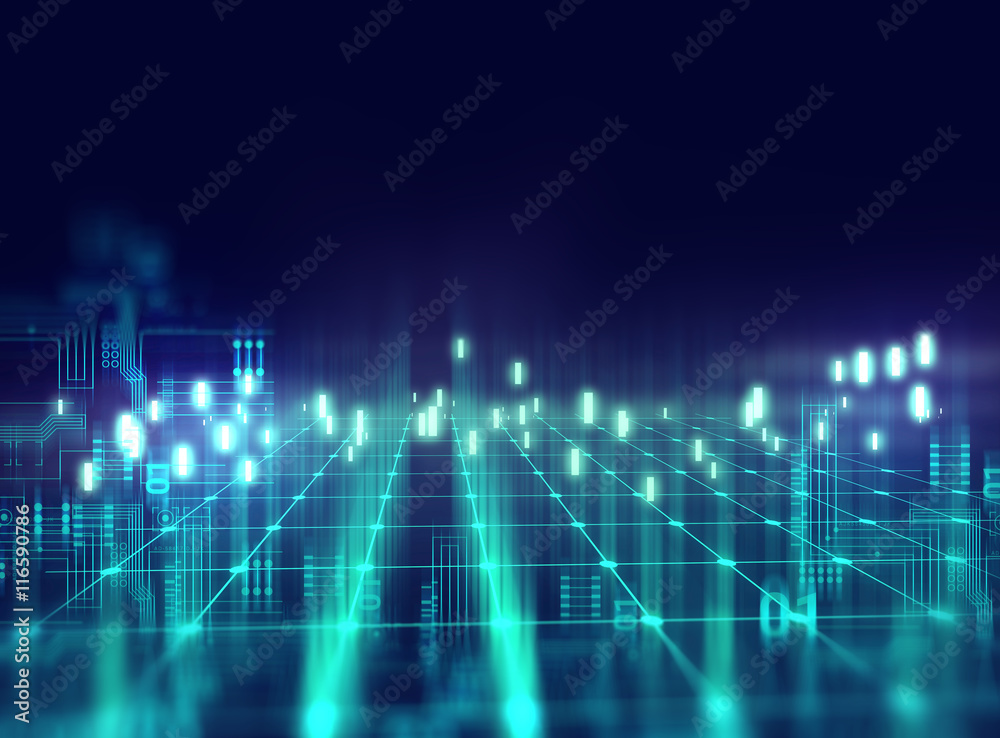 Poster blue geometric shape abstract technology background