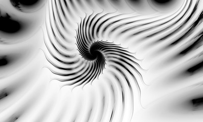 Black and white fractal. Abstract fractal. Fractal art background for creative design. Decoration for wallpaper desktop, poster, cover booklet, card. Psychedelic. Print for clothes, t-shirt.