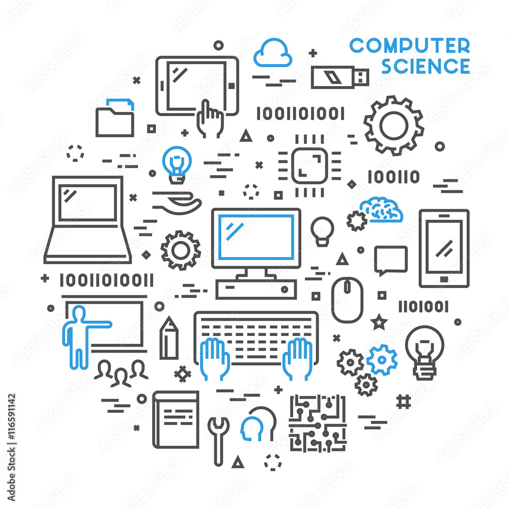 Poster line web concept for computer science