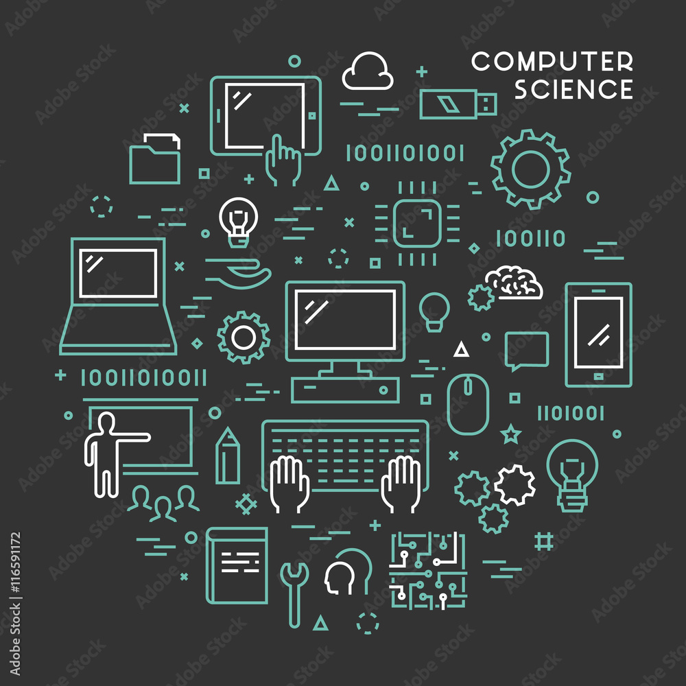 Poster line web concept for computer science