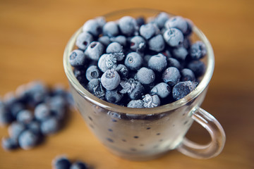 frozen blueberries with frost