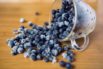 frozen blueberries with frost