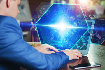 Business, Technology, Internet and networking concept. Young bus