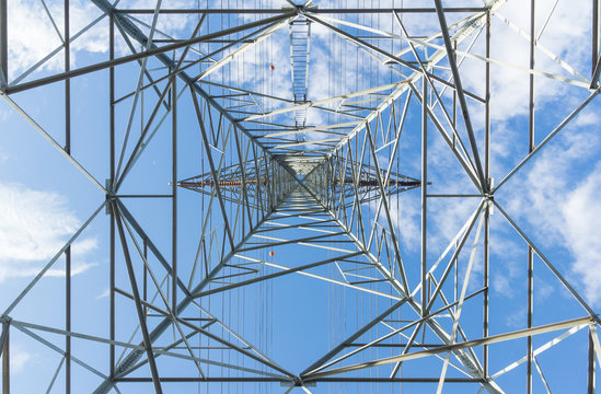 High Voltage Pole With Sky Background