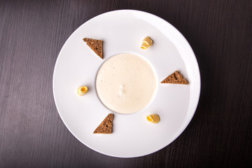 Mushroom cream soup, top view