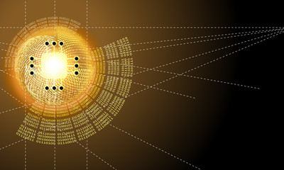 Vector abstract background with circular binary code and process