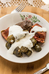 Turkish Dolma with yoghurt.