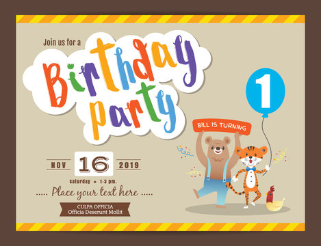 happy birthday party card design template