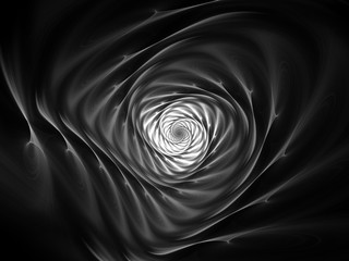 Black and white fractal. Abstract fractal. Fractal art background for creative design. Decoration for wallpaper desktop, poster, cover booklet, card. Psychedelic. Print for clothes, t-shirt.