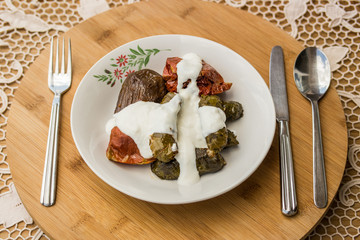 Turkish Dolma with yoghurt.