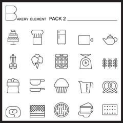 Bakery line icons set.Mono icons pack 2.