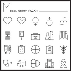 Medical line icons.Mono outline icons pack 1.