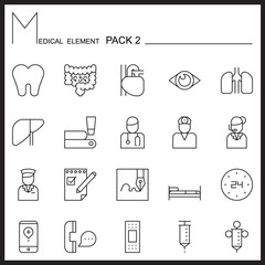 Medical line icons.Mono outline icons pack 2.