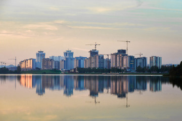 Inhabited residential district on the outskirts