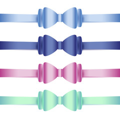 Set of bows isolated on white background