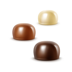 Realistic Black Dark Bitter White Milk Chocolate Candies