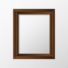 Vector illustration with the image and the object of the wooden frame, the empty frame for the illustrations inside. Frame for design. Frame in the style of photorealism.