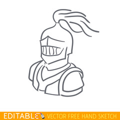 Medieval Knight. Editable vector icon in free hand style.