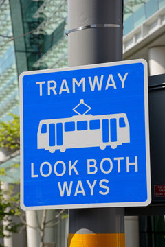 Tramway sign, Birmingham, UK.