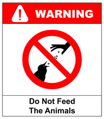 Do not feed the animals wildlife birds sign, vector illustration