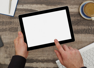 Man using a digital tablet