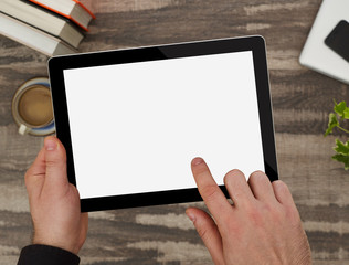 Man using a digital tablet