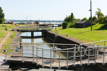 Lydney harbour lock gates Gloucestershire England uk close to Forest of Dean and Wye valley