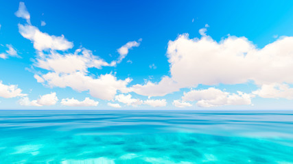 Fototapeta na wymiar Tropical sea sky clouds blue 3D rendering