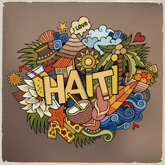Haiti hand lettering and doodles elements