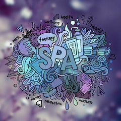 Spa hand lettering and doodles elements illustration