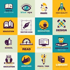 Education flat icons pack 