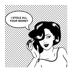 Retro woman comics style design 
