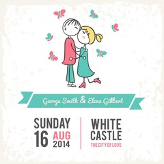 Wedding card kissing couple 