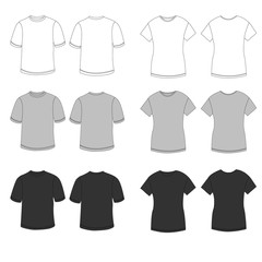 White, grey and black tees