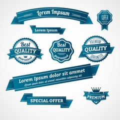 Fototapeta premium Blue retro badges and banners