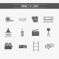 Movie cinema icons set 