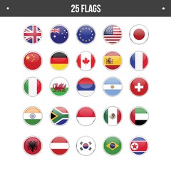 25 flags round set