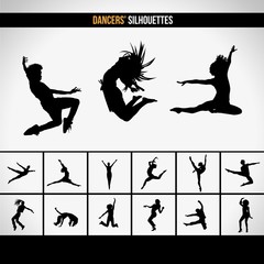 Modern dancers silhouettes