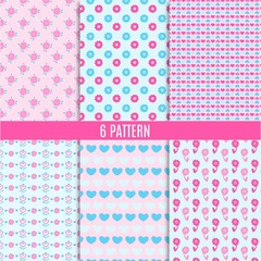 Pink and blue floral seamless pattern
