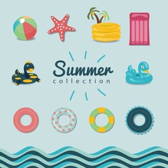 Fototapeta premium Summer pool graphics set 