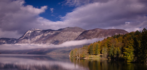 Landscape of beautiful nature, lake Bohinj, Slovenia.