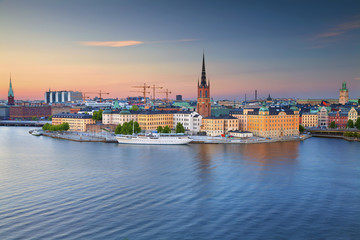 Naklejka na ściany i meble Stockholm. Image of Stockholm, Sweden during twilight blue hour.