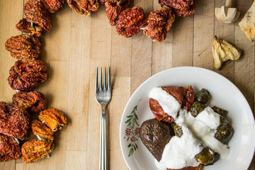 Turkish Dolma with yoghurt.