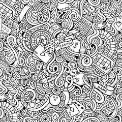 Cartoon hand-drawn doodles on the subject of casino style 