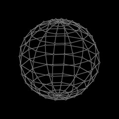 3D Sphere. Molecular lattice. Abstract Globe. Vector outline ill