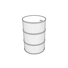 3d barrel. Vector outline illustration.