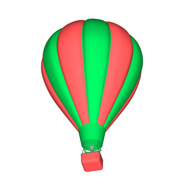 Hot air balloon.  3d Vector colorful illustration.3d isometric s